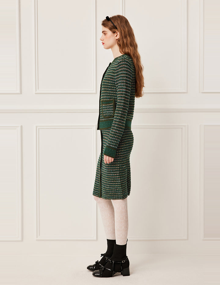 BORA AKSU Straight Pencil Blue-Green Variegated Knit Skirt