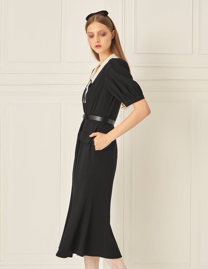 BORA AKSU Puff Sleeve Slim Fishtail Dress