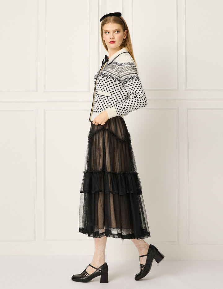 BORA AKSU Layered Ruffle Tulle Knee-length Skirt