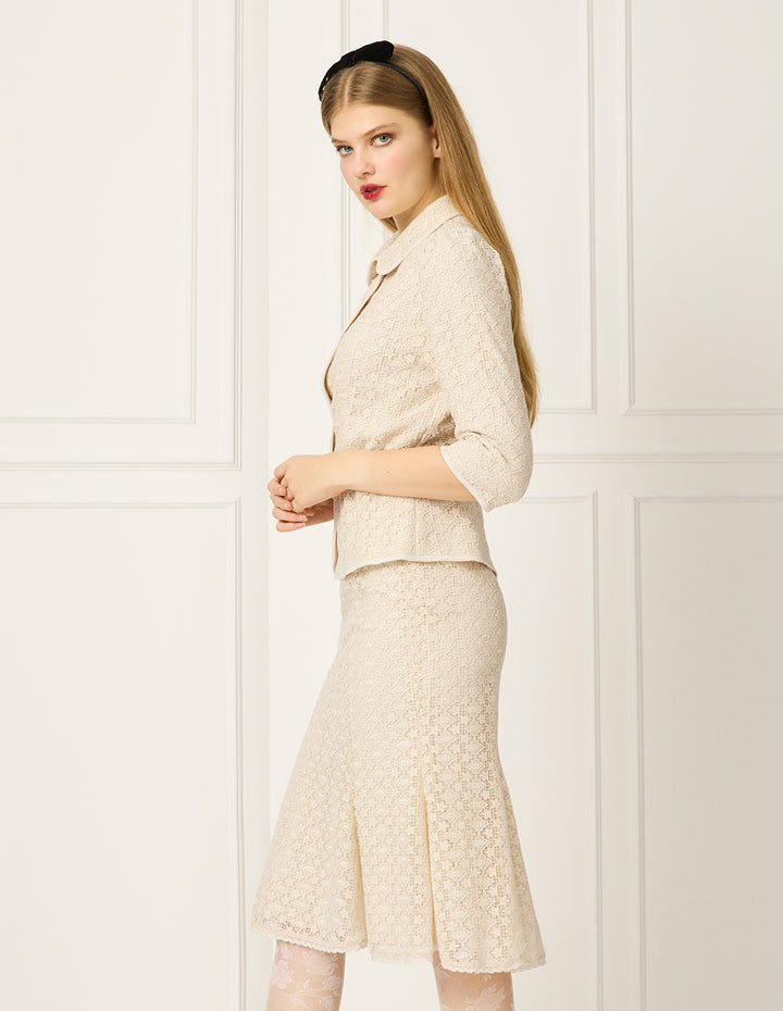 BORA AKSU Lace Knee-Length Fish Tail Skirt