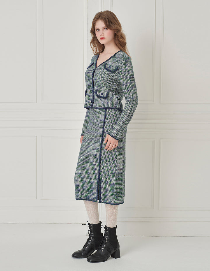 BORA AKSU 1/3 Split Slit Knitted Knee-Length Straight Skirt