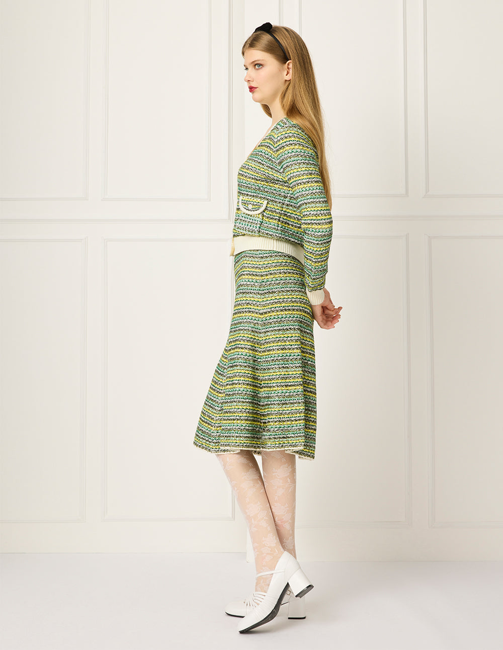 BORA AKSU knee-Length Mixed Tweed A-Line Skirt