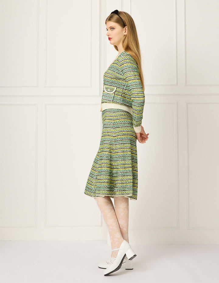 BORA AKSU knee-Length Mixed Tweed A-Line Skirt