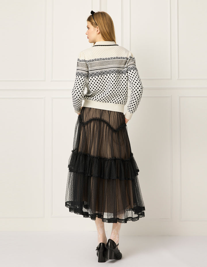 BORA AKSU Layered Ruffle Tulle Knee-length Skirt