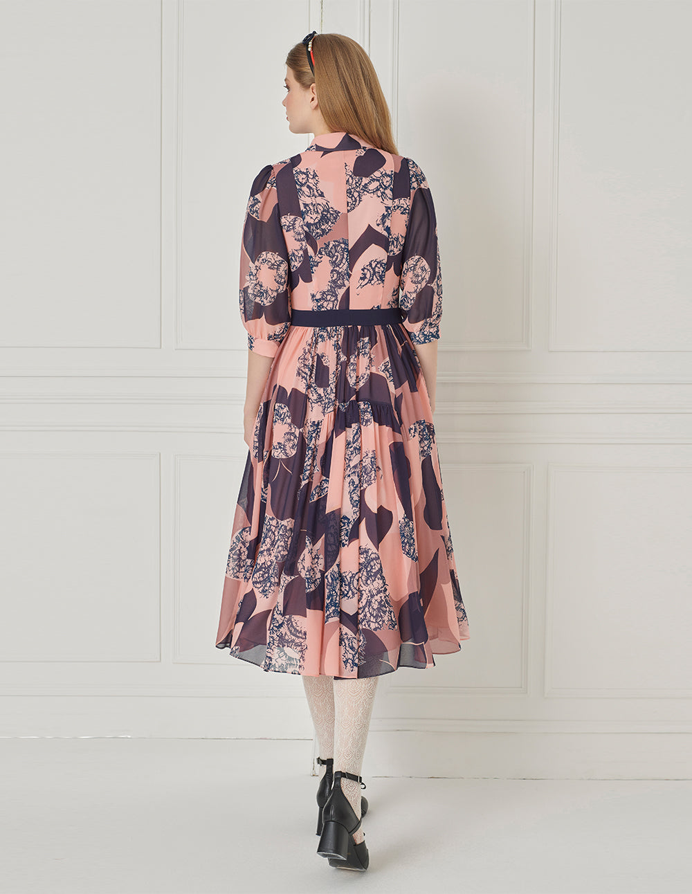BORA AKSU Puff-Sleeved Bow-Embellished Printed Dress
