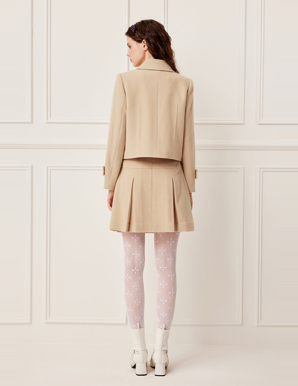 BORA AKSU High-Waisted A-Line Wide Pleated Wool Skirt