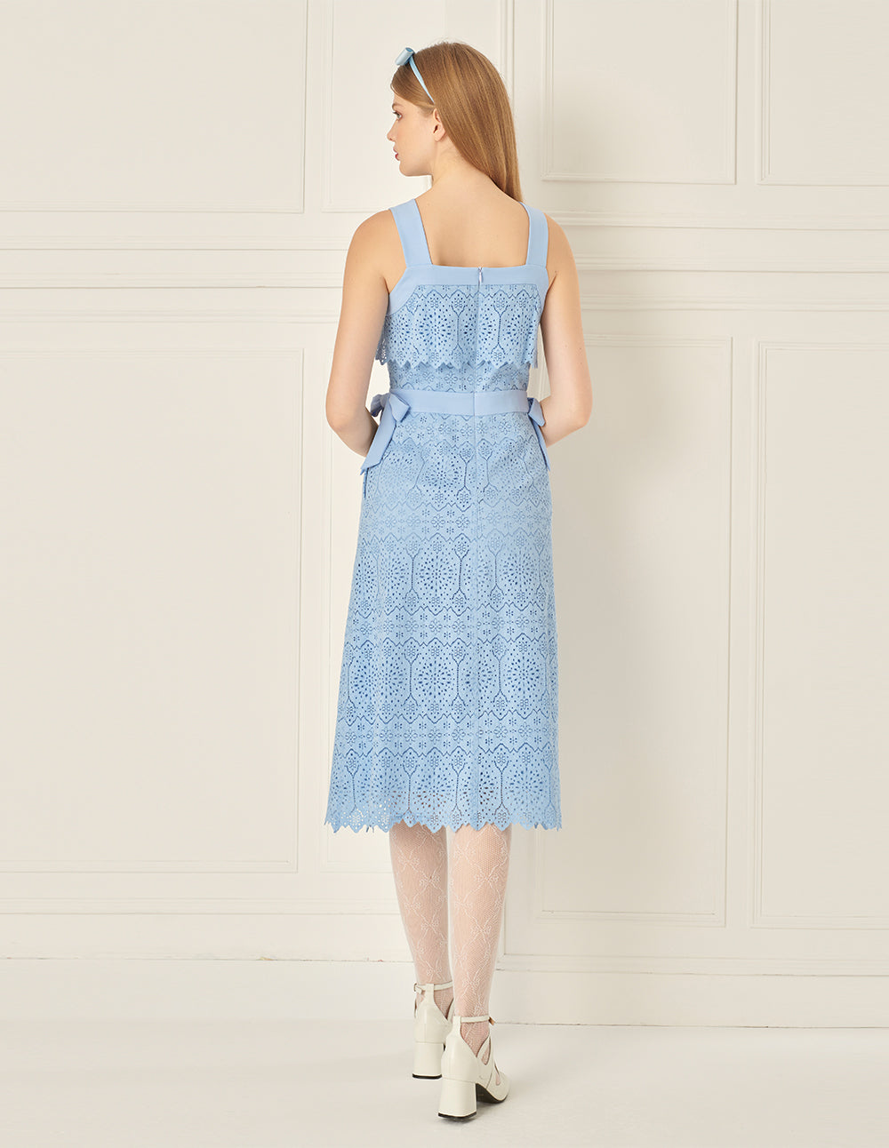 BORA AKSU Bow-Embellished Lace Slip Dress