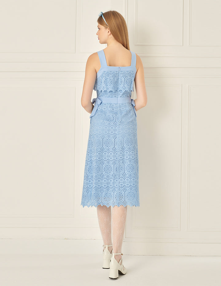 BORA AKSU Bow-Embellished Lace Slip Dress