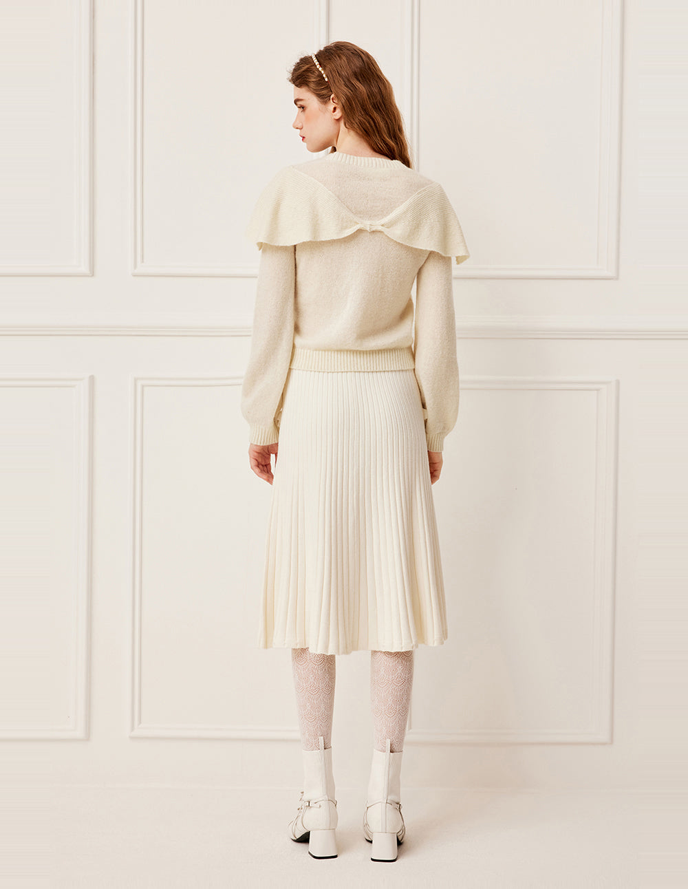 BORA AKSU V-Neck Long Sleeve Shawl Collar Knit Cardigan