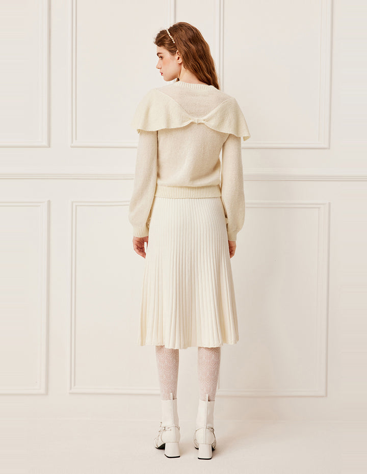 BORA AKSU V-Neck Long Sleeve Shawl Collar Knit Cardigan