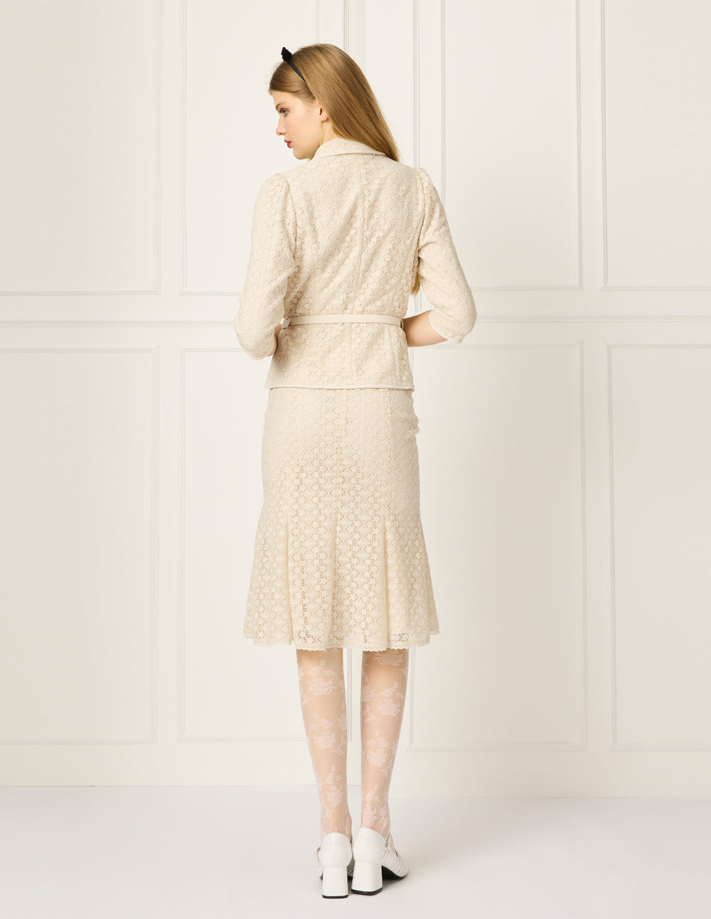 BORA AKSU Lace Knee-Length Fish Tail Skirt