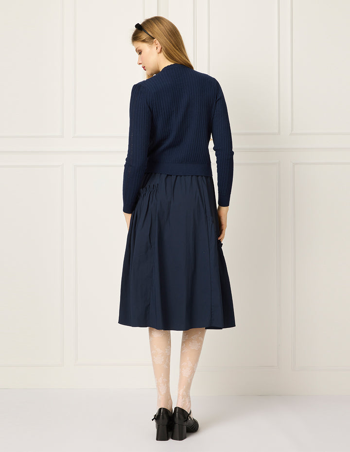 BORA AKSU Round-Neck Long-Sleeve Striped-Trim Knit Cardigan