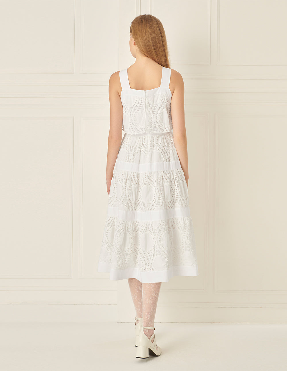 BORA AKSU Neck Bow Lace Patchwork Dress