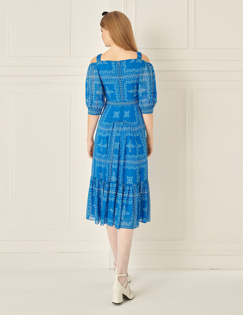 BORA AKSU Damascus Pattern Off-The-Shoulder Printed Dress