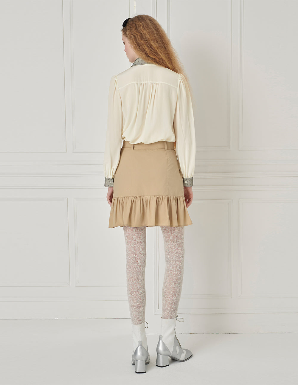 BORA AKSU Versatile A-Line Age-Reducing Khaki Pleated Skirt