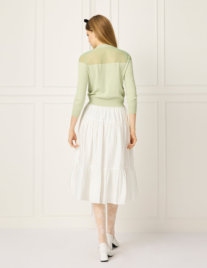 BORA AKSU Cinched Waist & Drawstring Pleated Knee-Length Skirt