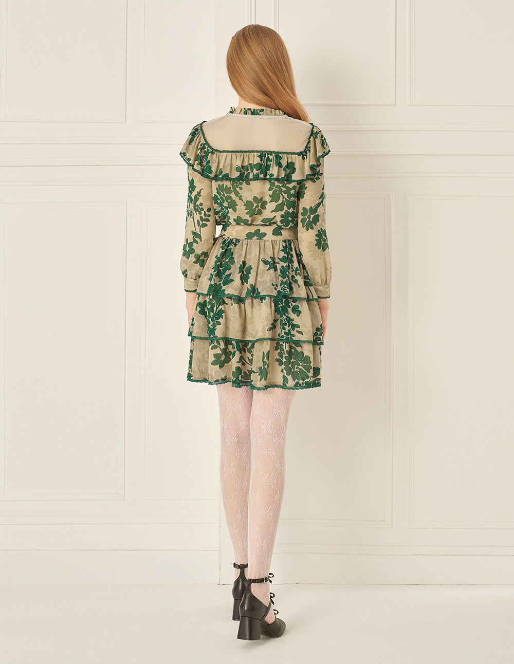 BORA AKSU Romantic Tiered Pleated Skirt With Floral Print Skirt