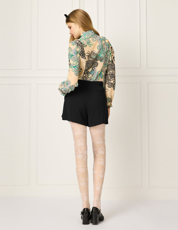 BORA AKSU Tie-Front Pleated Black Shorts