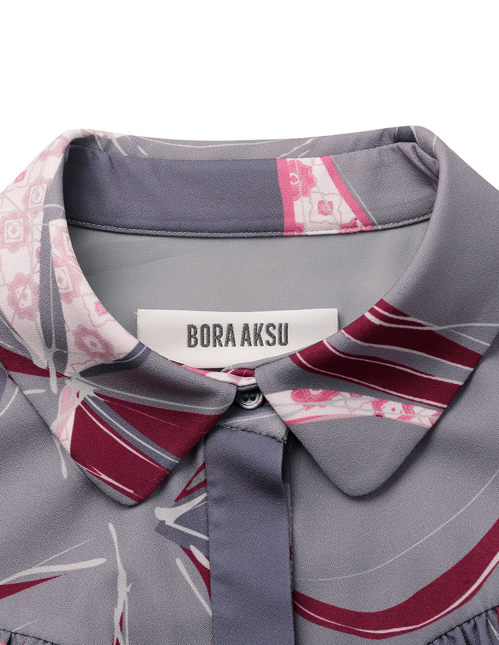 BORA AKSU Shirt-Collar Ruffled Puff Sleeve Printed Midi Dress