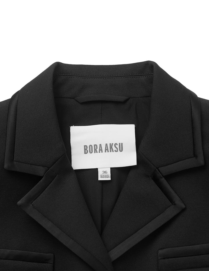 BORA AKSU Contrast Trim Fitted Cropped Blazer
