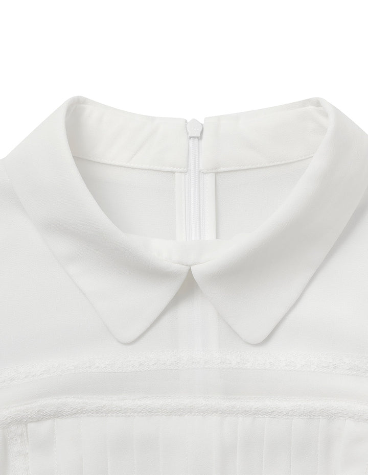 BORA AKSU Lace Puff Sleeve Pleated Dress