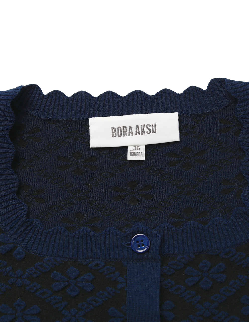 BORA AKSU Square Ruffle-Collar Floral Print Long-Sleeve Knit Cardigan