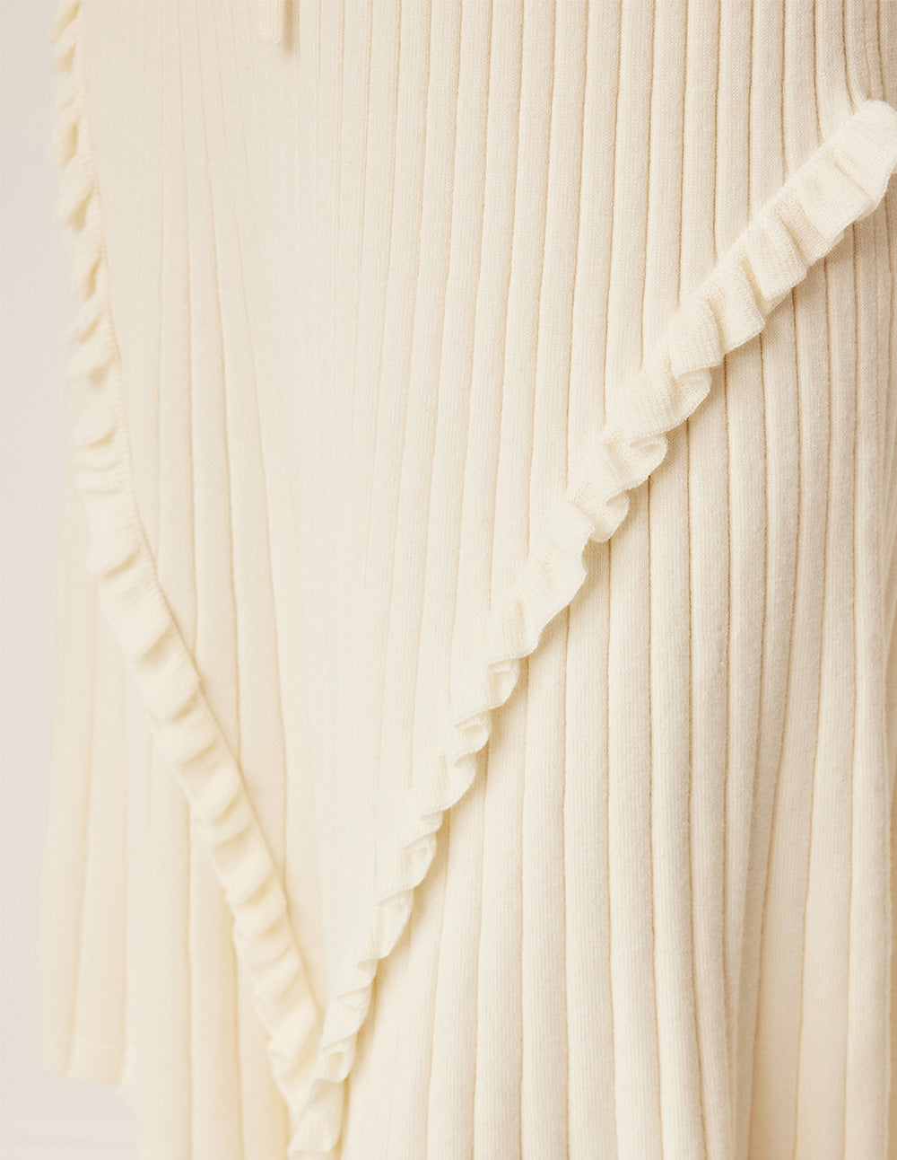 BORA AKSU Elastic Waistband Ruffle-Trim Vertical Textured Knit Midi Skirt