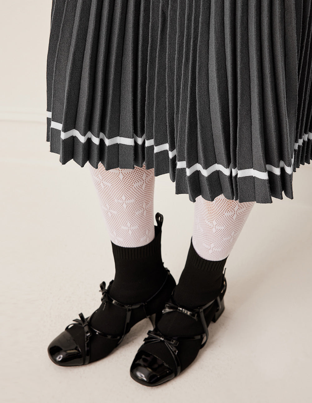 BORA AKSU Stretchy A-Line Pleated Knit Knee-Length Skirt