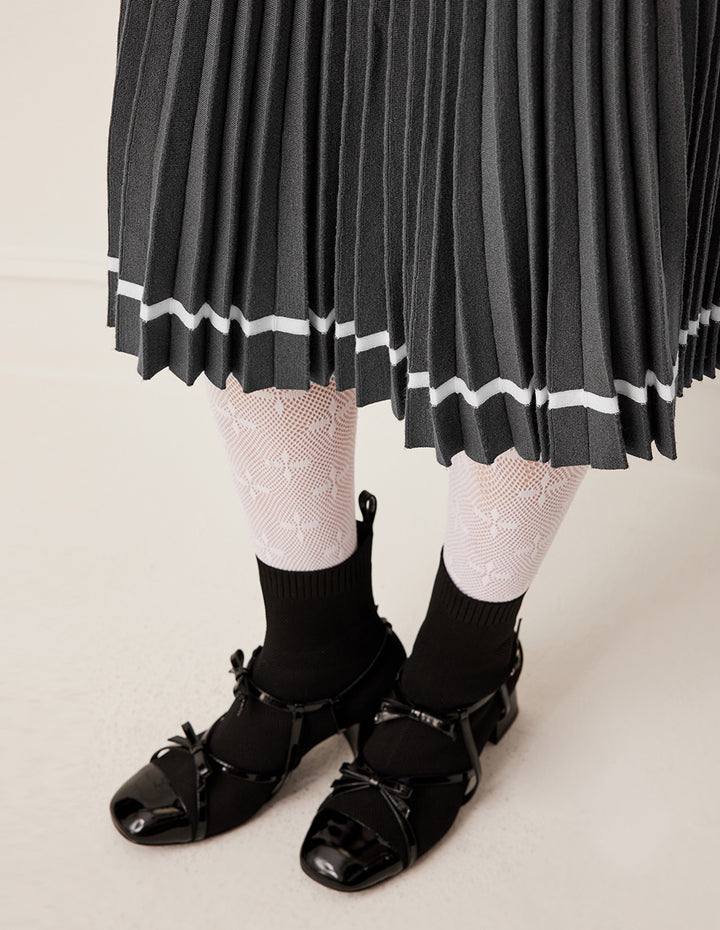 BORA AKSU Stretchy A-Line Pleated Knit Knee-Length Skirt