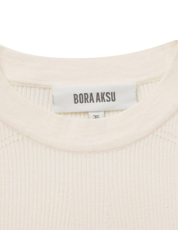 BORA AKSU Round-Neck Side-Drawstring Wool Rib Knit Base Layer