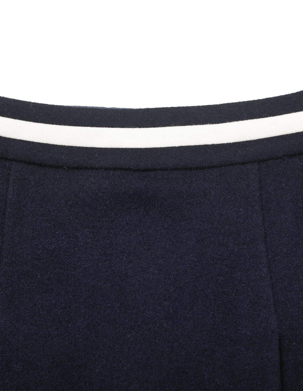 BORA AKSU White Trim A-Line High-Waisted Pleated Wool Skirt