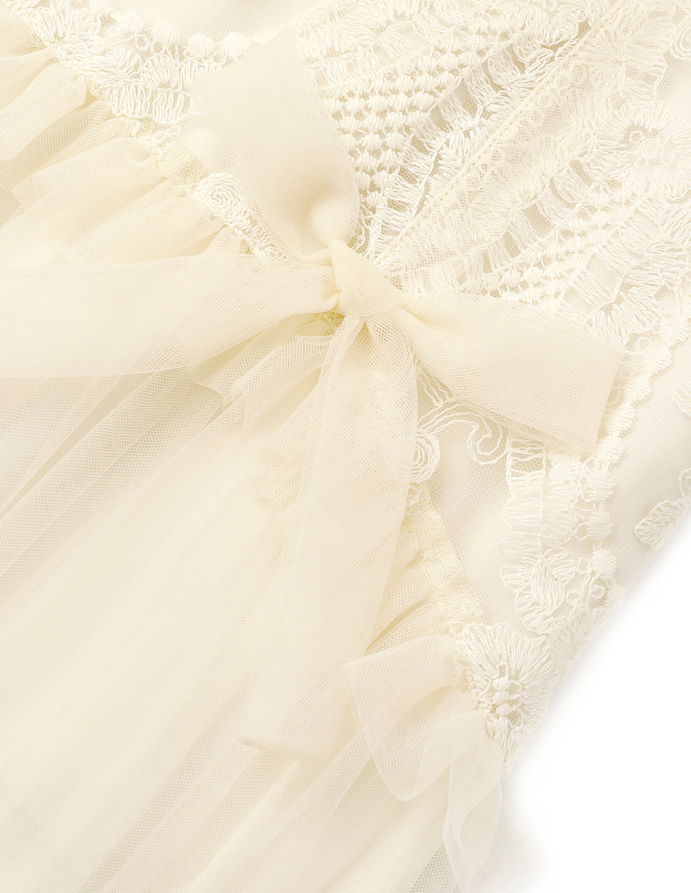 BORA AKSU Palace Style Lace Mesh Patchwork Pleated Dress