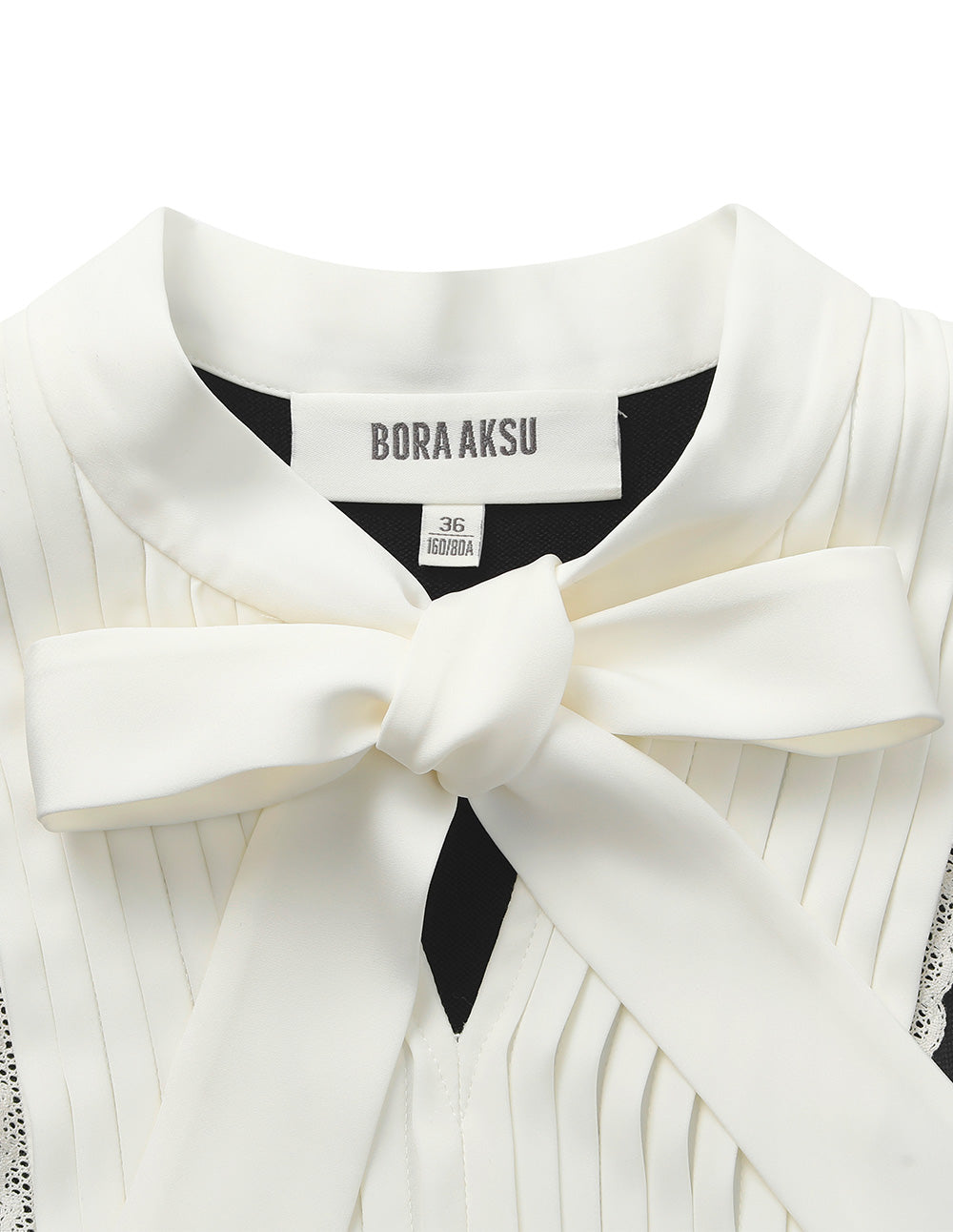 BORA AKSU Butterfly Knot Collar Black Long-Sleeve Knitted Dress