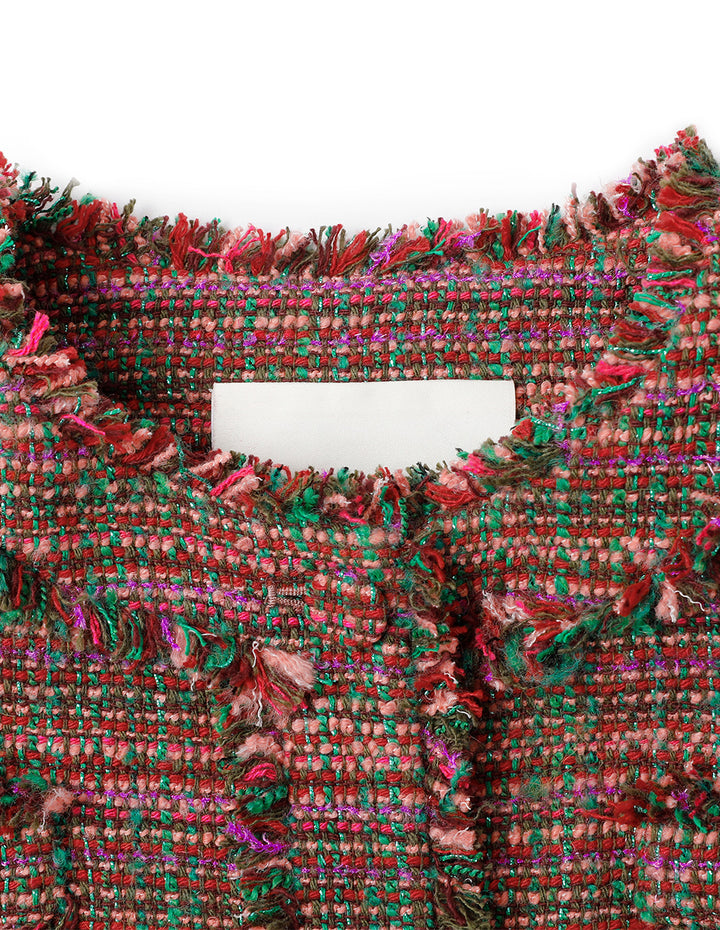 BORA AKSU Retro Crew Neck Short Tweed Jacket