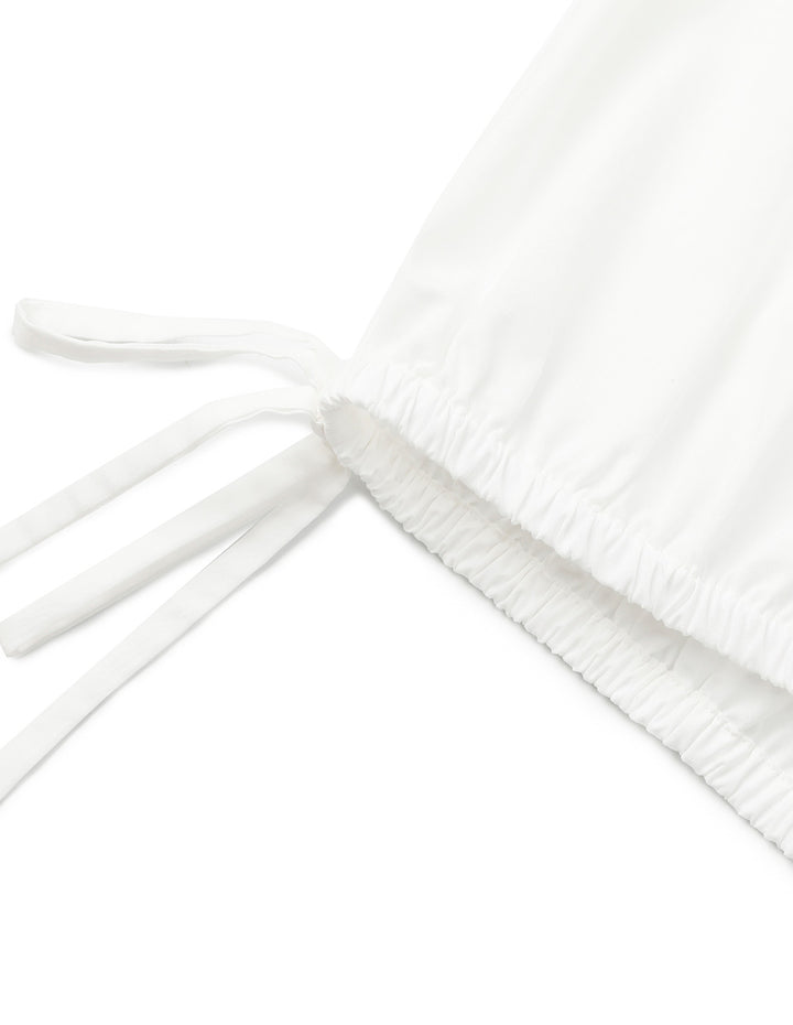 BORA AKSU Round Neck Puff Sleeve Elastic Tie T-Shirt