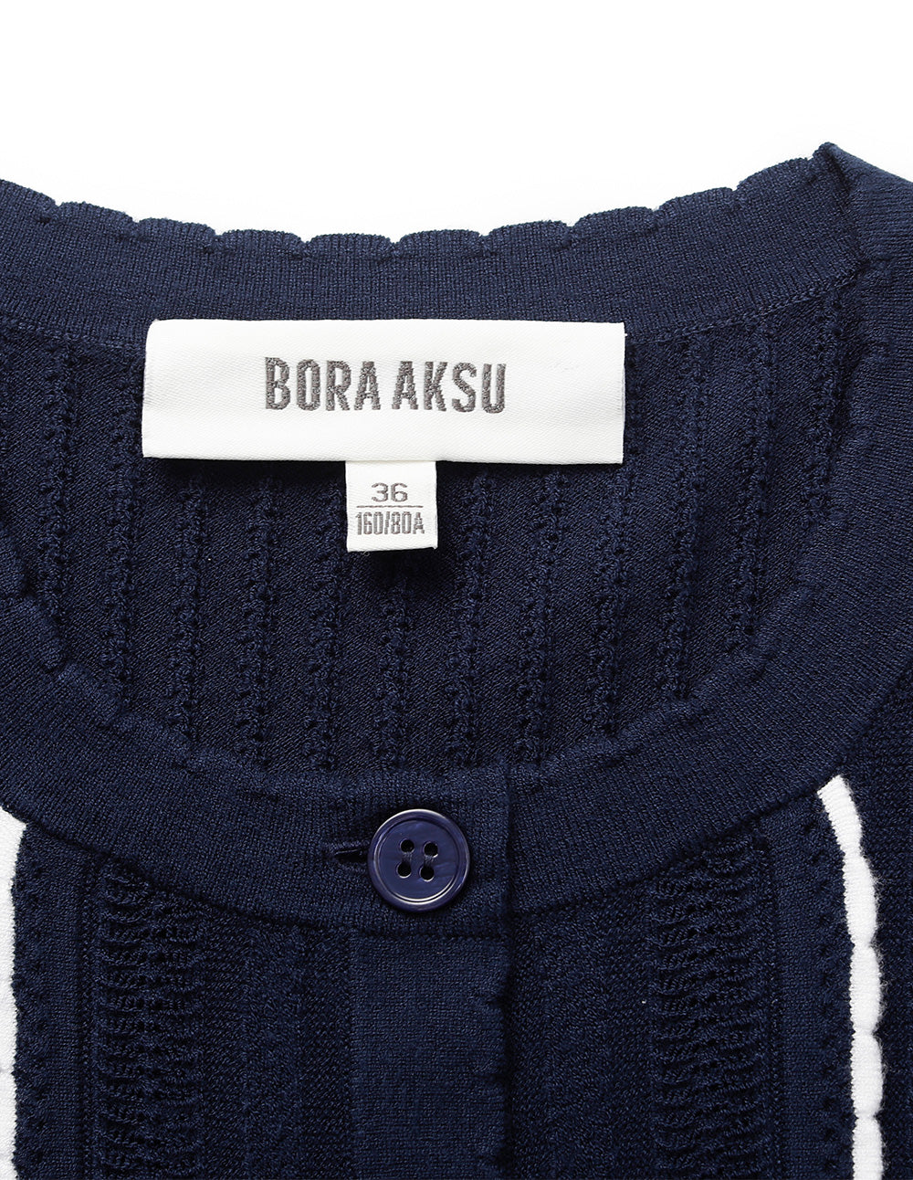 BORA AKSU Round-Neck Long-Sleeve Striped-Trim Knit Cardigan