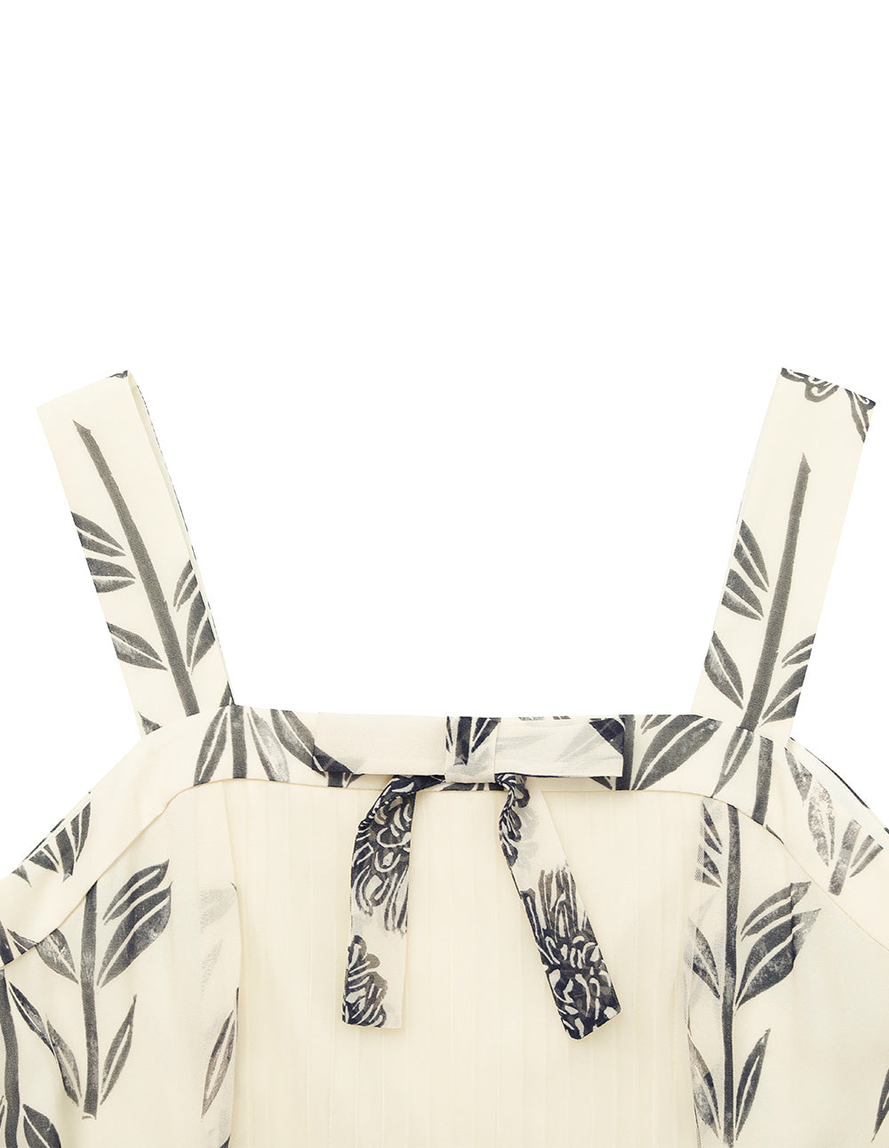 BORA AKSU Square Neck-Sleeveless Pin-Tuck Floral Print Flounce Midi Apron Dress