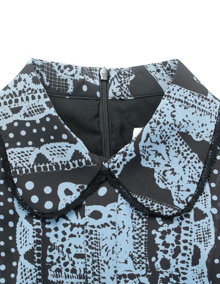 BORA AKSU Puff-Sleeve Silk Floral Print Pleated Midi Dress