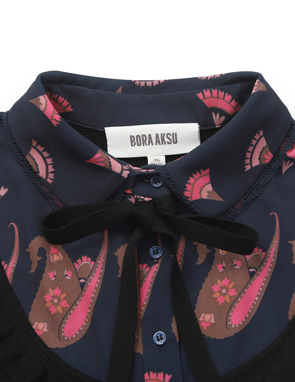 BORA AKSU Patchwork Knit Wool Printed Blouse