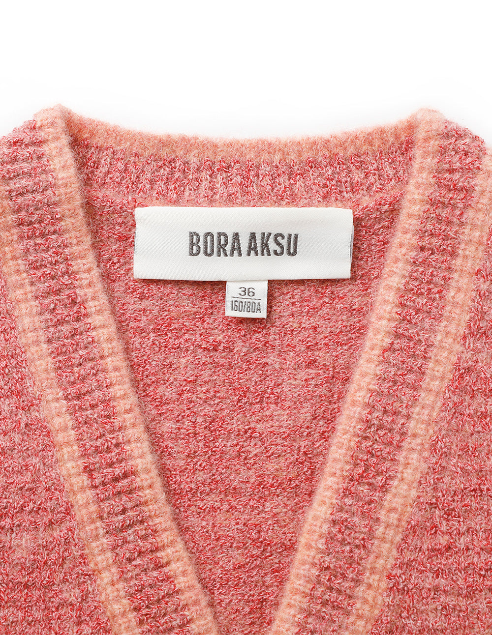 BORA AKSU Two-Color Mixed Knitted Small Fragrance V-Neck Knitted Cardigan