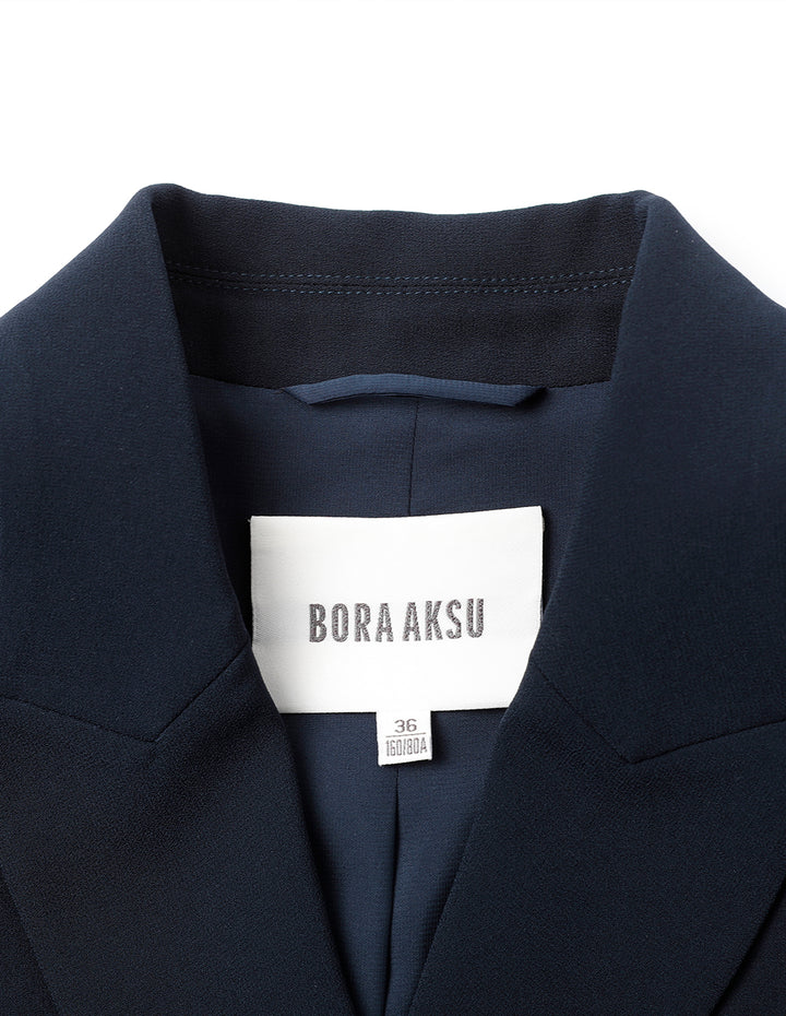 BORA AKSU Gun Lapel Front Shoulder Navy Blue Blazer