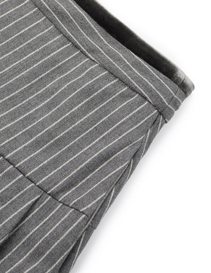 BORA AKSU A-Line High Waist Velvet Pleated Stripe Mini Skirt