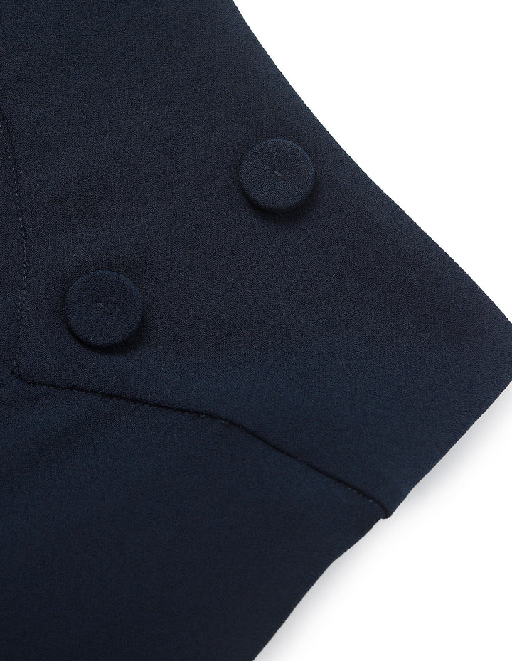 BORA AKSU Navy Blue A-Line Pleats Mini Skirt