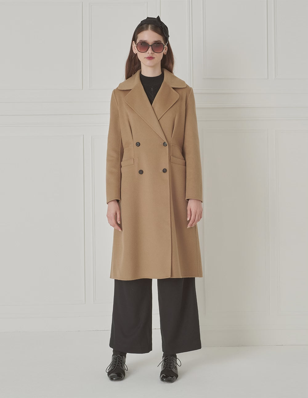 BORA AKSU Lapel Double-Breasted Mulberry Silk-Blend Wool Coat