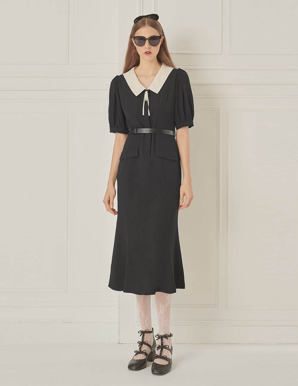 BORA AKSU Puff Sleeve Slim Fishtail Dress