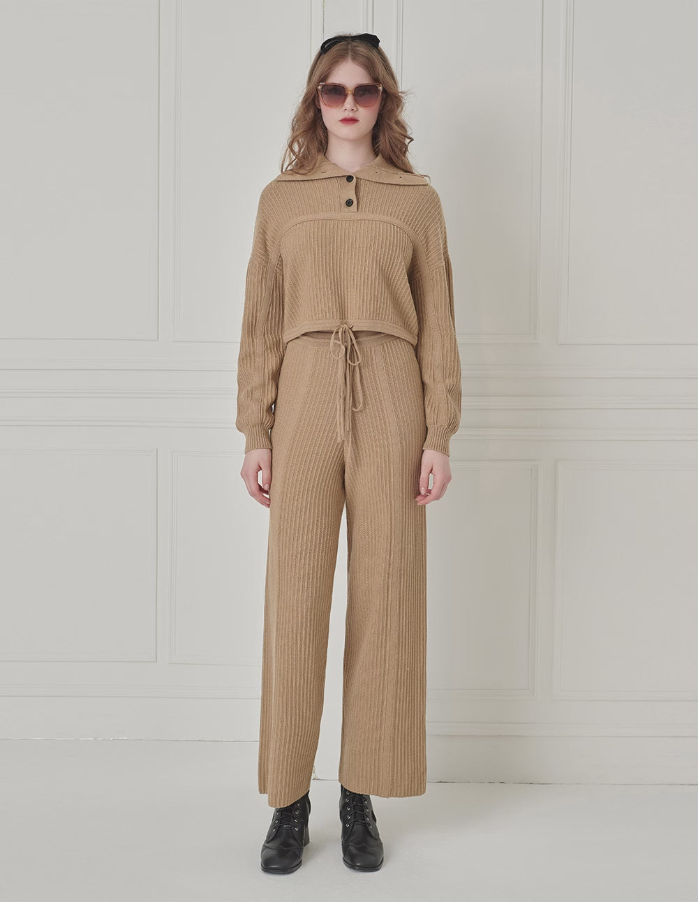 BORA AKSU Coffee-Colored Loose Wool Simple Straight Leg Pants
