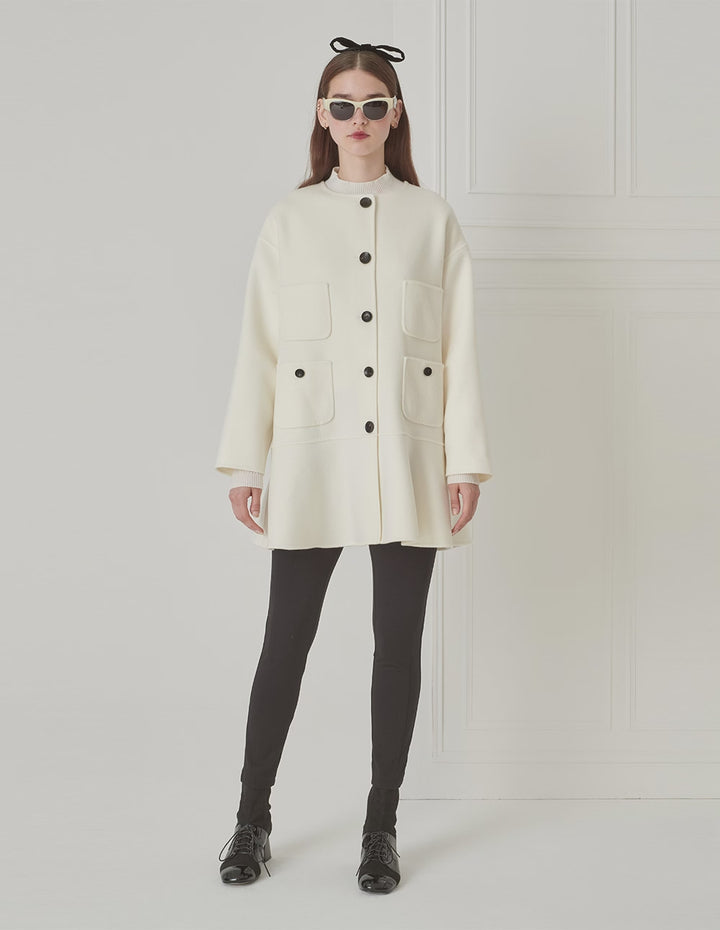 BORA AKSU French Elegant Mulberry Silk Blended Wool Coat