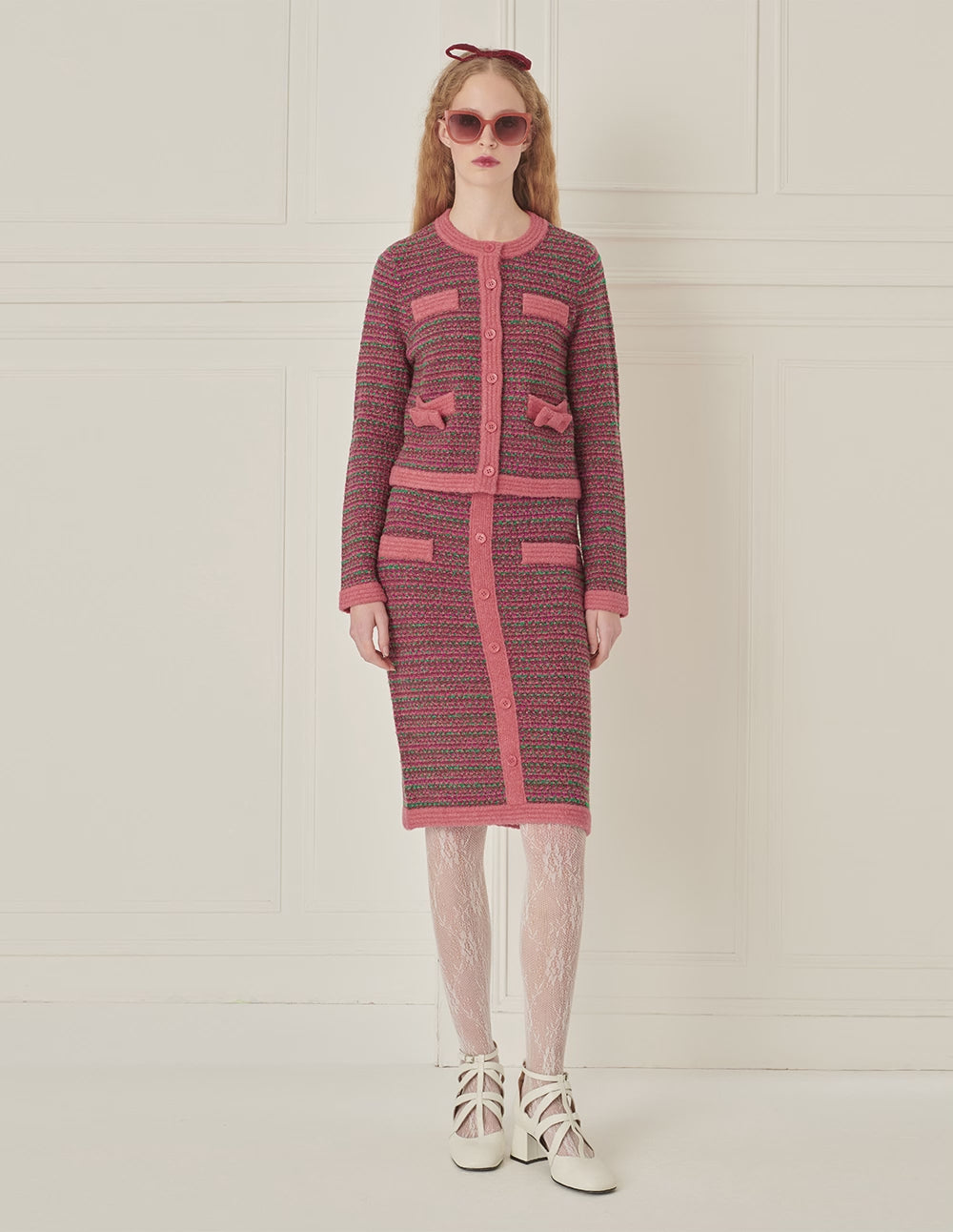 BORA AKSU Mixed Colors Faux Tweed Knitted Skirt