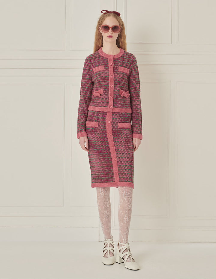 BORA AKSU Mixed Colors Faux Tweed Knitted Skirt