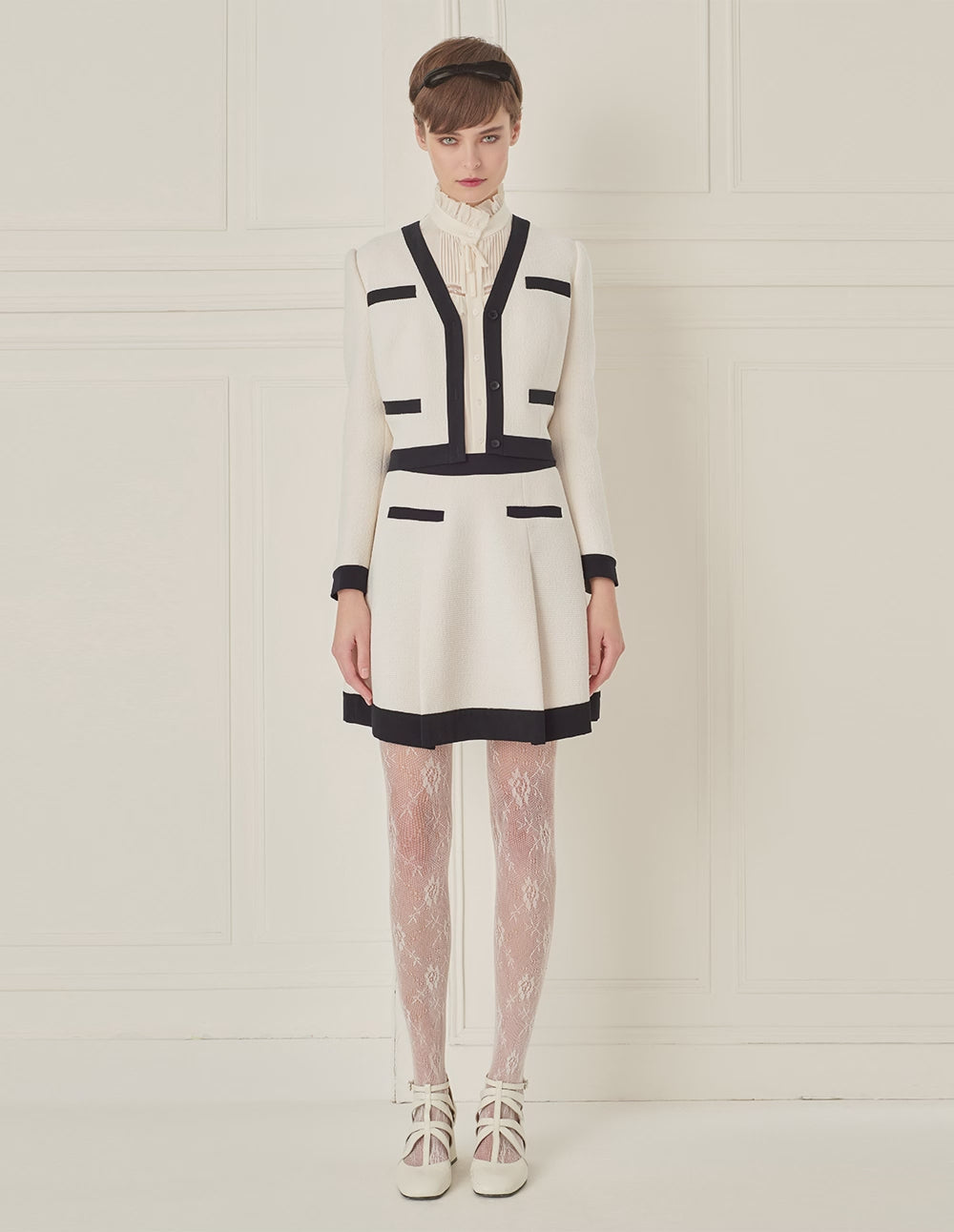 BORA AKSU Black Patchwork Pleated Skirt